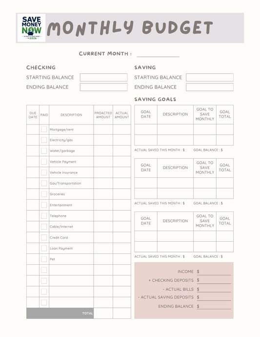 Monthly Budget Template